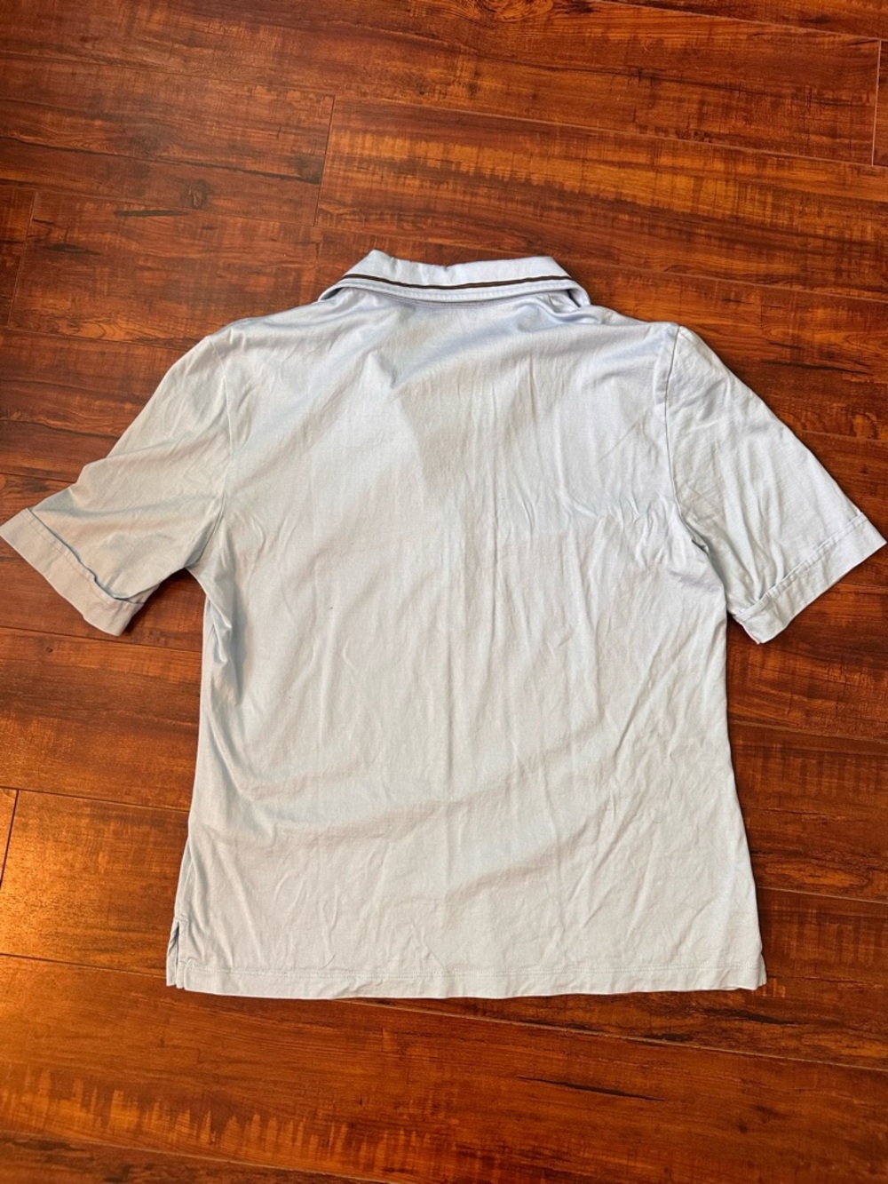 NWOT Tory Burch Light Blue Polo Tee with Brown Trim - Picture 6 of 6